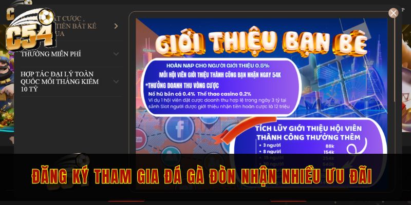 Review đá gà đòn C54 - Chi tiết luật chơi cho người mới 1 Đăng ký tham gia đá gà đòn tại C54 để nhận nhiều ưu đãi