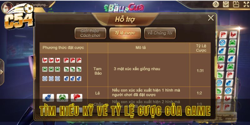 Bầu cua C54 - Thắng đậm với game bài truyền thống hấp dẫn 2 Tìm hiểu kỹ về tỷ lệ cược của game